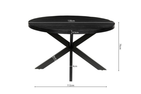 TABLE 'MARIA' 130 CM RONDE MANGOLIA NOIR – Image 4