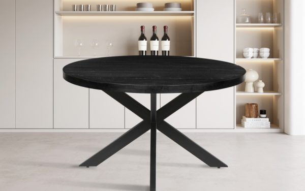 TABLE 'MARIA' 130 CM RONDE MANGOLIA NOIR