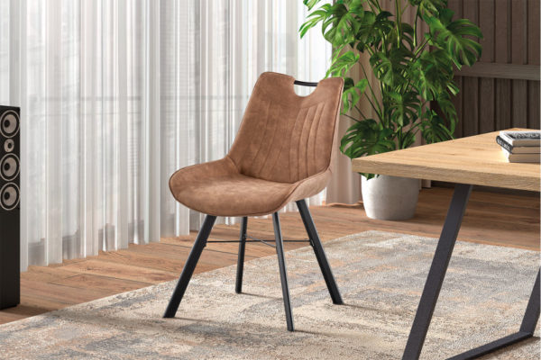 CHAISE 'PABLO' PU MICRO FIBRE BRUN FONCÉ