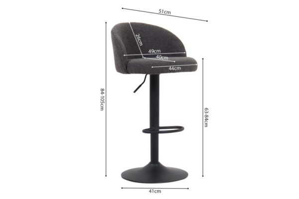 Tabouret de bar 'Arda' Bouclé Gris – Image 2