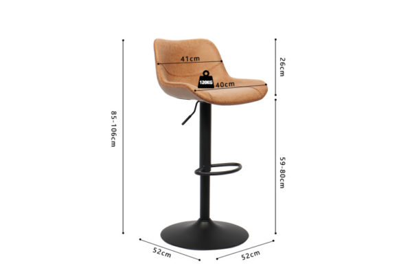 Tabouret de bar 'Tilda' PU Cognac – Image 2