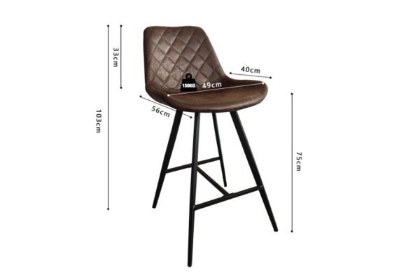 Tabouret de bar 'Palmas' PU Brun foncé – Image 2