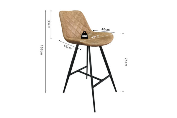 Tabouret de bar 'Palmas' PU Cognac – Image 3