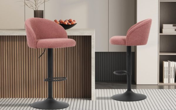 Tabouret de bar 'Arda' Bouclé Rose