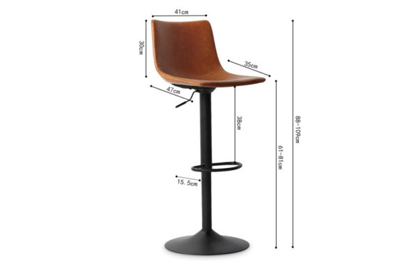 Tabouret de bar 'Trevi' PU Cognac – Image 3