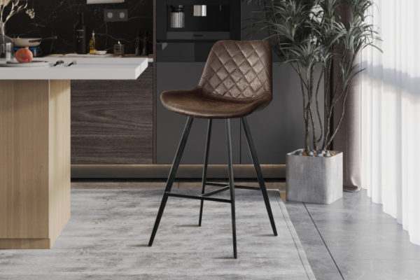 Tabouret de bar 'Palmas' PU Brun foncé