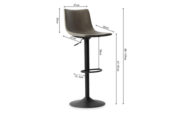 Tabouret de bar 'Trevi' PU Gris – Image 3