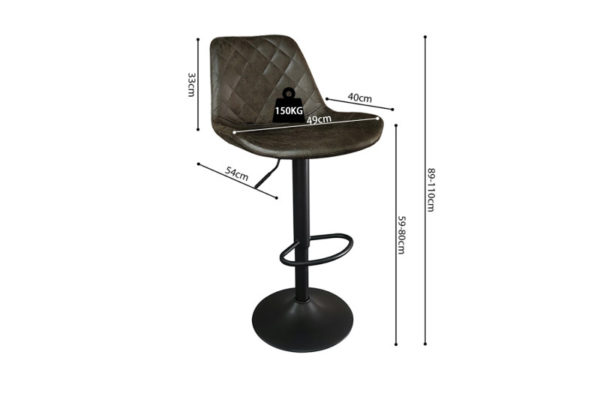 Tabouret de bar 'Madrid' PU Brun foncé – Image 3