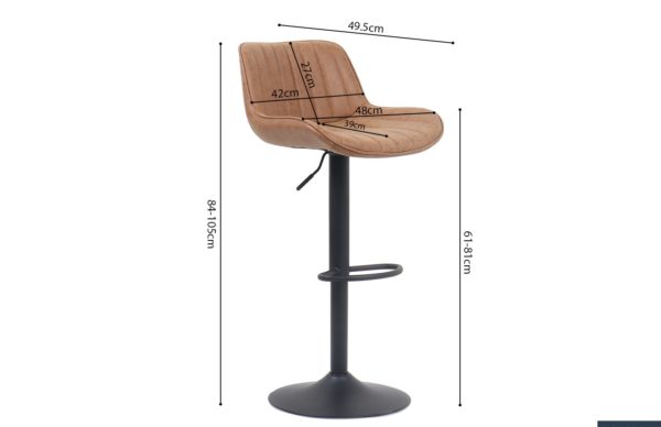 Tabouret de bar 'Fenna' PU Gris – Image 3