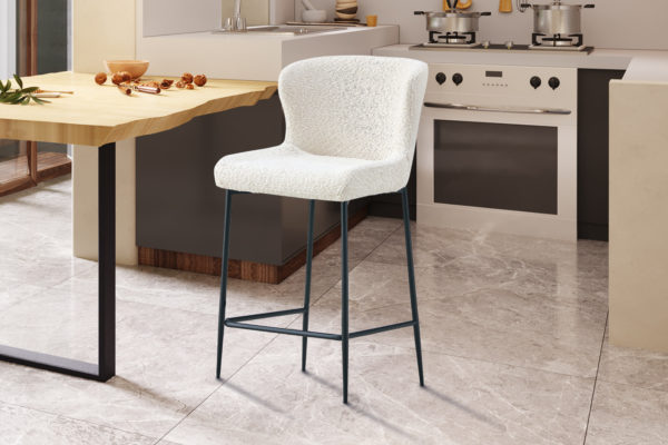Chaise de comptoir 'Lisa' Bouclé Ecru
