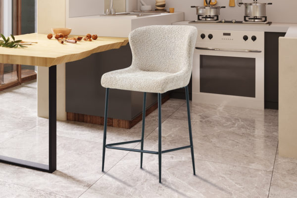 Chaise de comptoir 'Lisa' Bouclé Beige