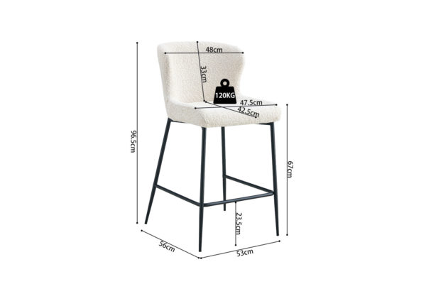Chaise de comptoir 'Lisa' Bouclé Ecru – Image 3