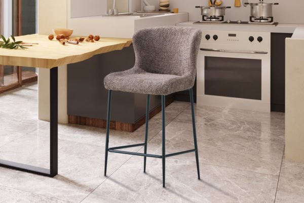 Chaise de comptoir 'Lisa' Bouclé Sable