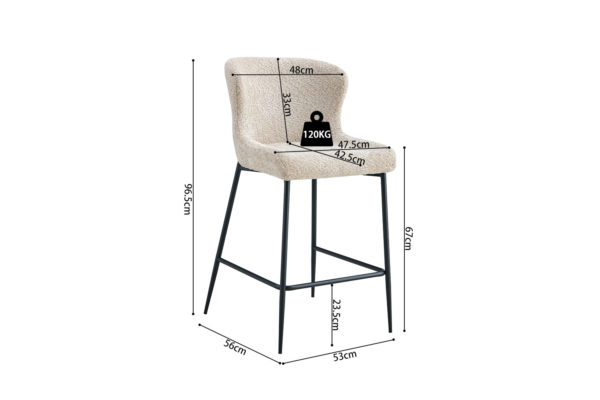 Chaise de comptoir 'Lisa' Bouclé Beige – Image 3