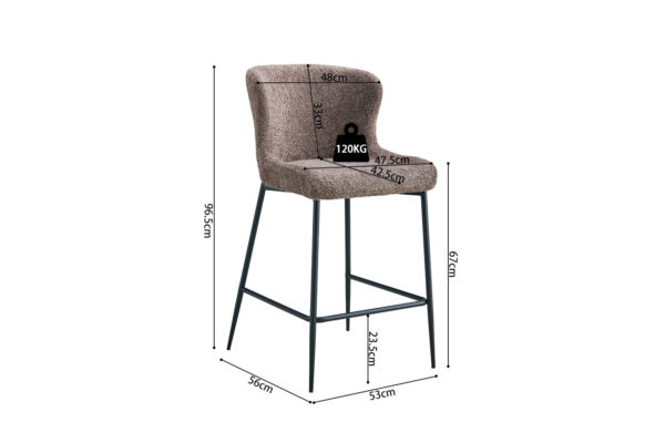 Chaise de comptoir 'Lisa' Bouclé Sable – Image 3