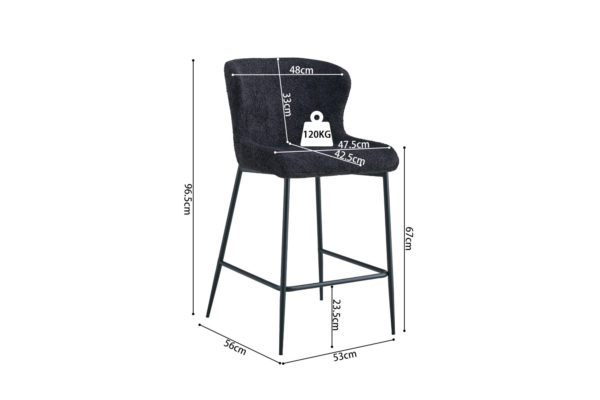 Chaise de comptoir 'Lisa' Bouclé Gris foncé – Image 3