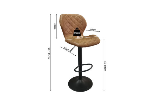 Tabouret de bar 'Malaga' PU Cognac – Image 3