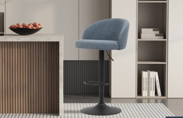 Tabouret de bar 'Arda' Bouclé Bleu