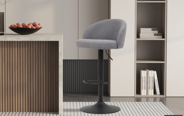 Tabouret de bar 'Arda' Bouclé Gris clair