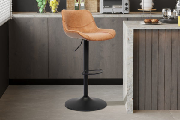 Tabouret de bar 'Tilda' PU Cognac