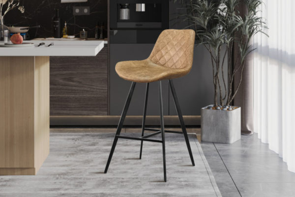 Tabouret de bar 'Palmas' PU Cognac