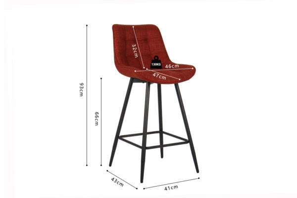 Chaise de comptoir 'Ariba' Tissus Gris clair – Image 3