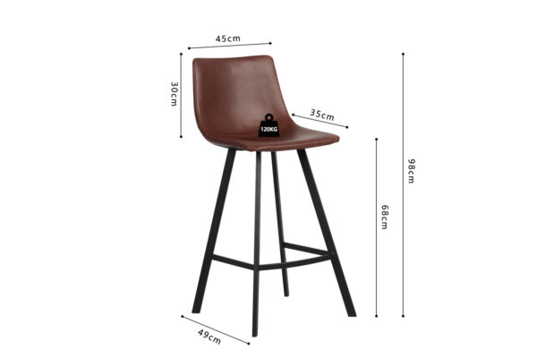 Chaise de comptoir 'Ozan' PU Brun – Image 3