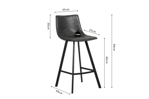 Chaise de comptoir 'Ozan' PU Noir – Image 3