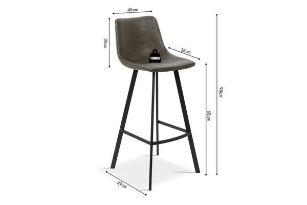 Chaise de comptoir 'Ozan' PU Gris – Image 3