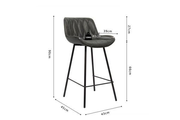 Chaise de comptoir 'Nova' PU Noir – Image 3