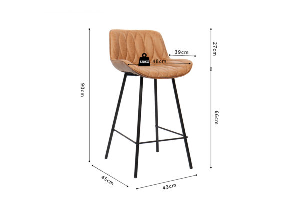Chaise de comptoir 'Nova' PU Cognac – Image 3