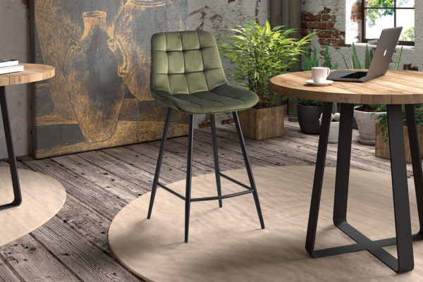 Chaise de comptoir 'Juta' Velours Vert