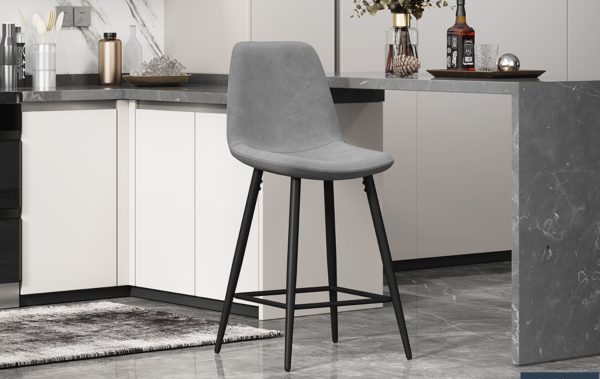Chaise de Comptoir 'Boy' Velours Gris