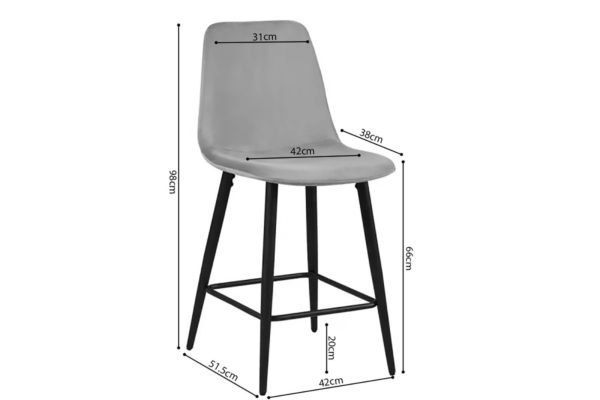 Chaise de Comptoir 'Boy' Velours Gris – Image 3