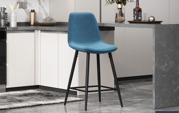 Chaise de Comptoir 'Boy' Velours Bleu clair