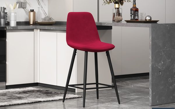 Chaise de Comptoir 'Boy' Velours Bordeau
