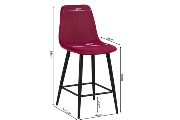 Chaise de Comptoir 'Boy' Velours Bordeau – Image 2
