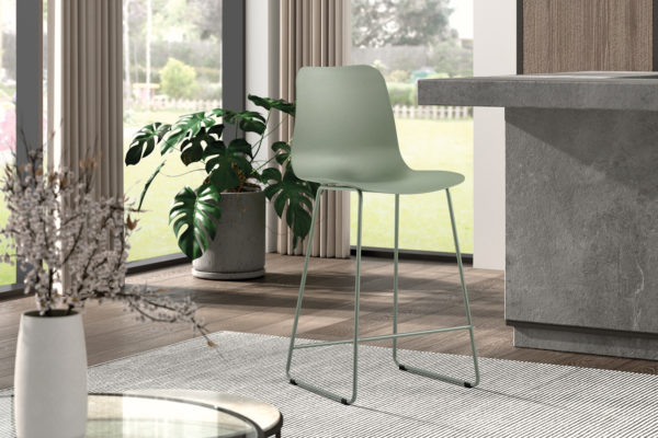 Chaise de comptoir 'Marie' PP Gris-vert