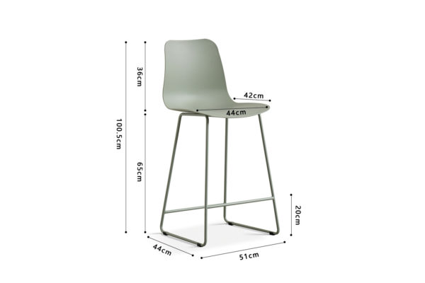 Chaise de comptoir 'Marie' PP Gris-vert – Image 3