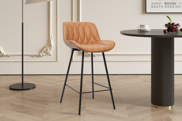Chaise de comptoir 'Nova' PU Cognac