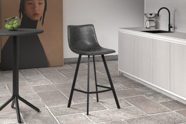 Chaise de comptoir 'Ozan' PU Noir