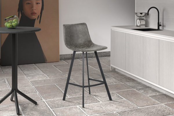 Chaise de comptoir 'Ozan' PU Gris