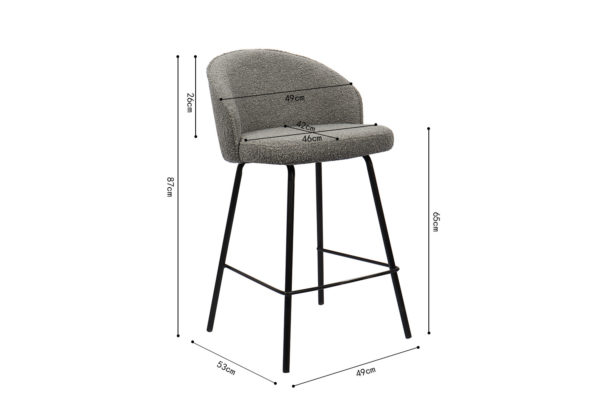 Chaise de comptoir 'June' Bouclé Gris – Image 3
