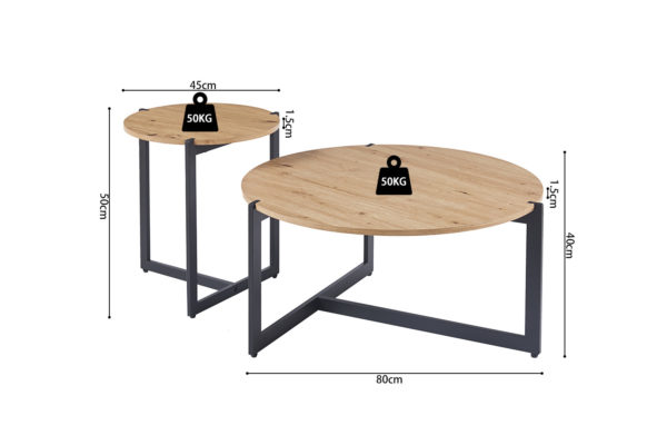 Set de 2 Table basses ''Pola' Décor Chêne vieilli – Image 2