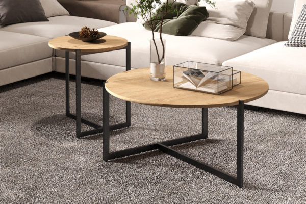 Set de 2 Table basses ''Pola' Décor Chêne vieilli
