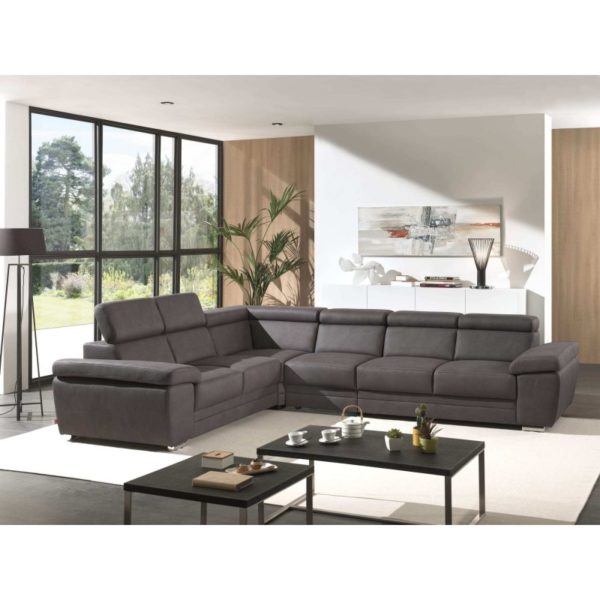 Canapé Carl texas 91 gris 2+ C+1+2 reversible avec appuis-tête réglables – Image 2