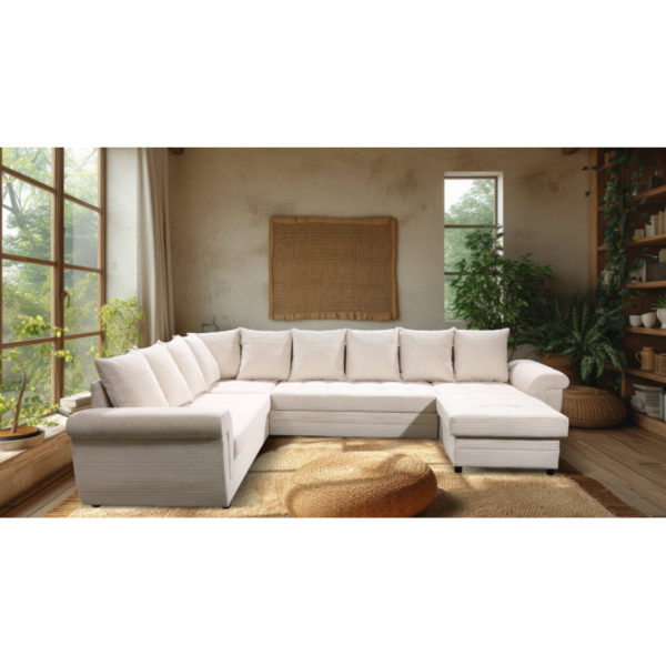 Salon Emma 2 coin 2 chaise longue réversible avec lit et bac de rangement